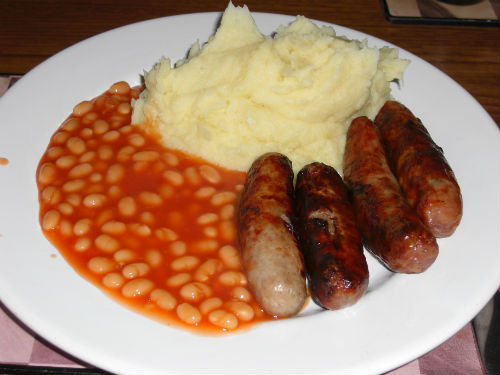 Bangers and mash, a real classic meal with sausages