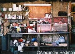 A cluttered garage